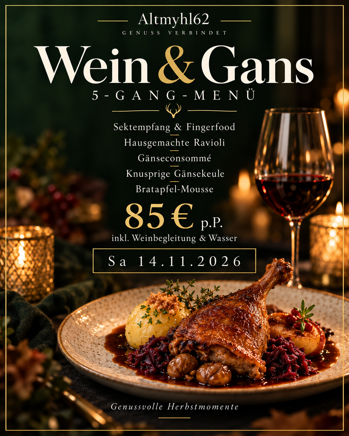 Wein und Gänse Menü Abend am 14.11.2026